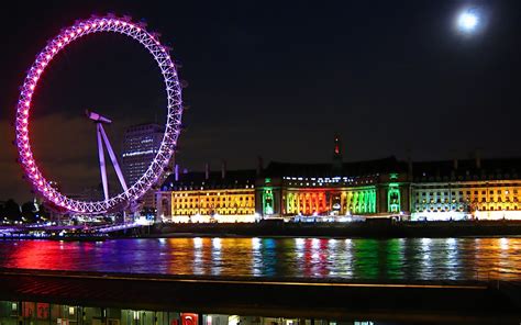Hd Widescreen Ferris Wheel London Eye At Night London Night London Eye