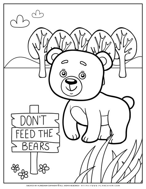 Animals Coloring Page Bear Planerium