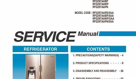 Samsung Refrigerator Service Manual RFG297AA Download