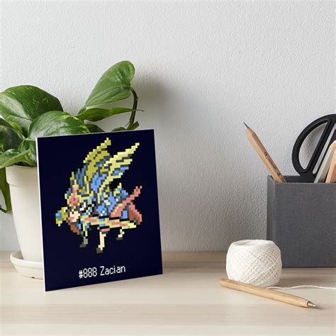 Zacian Pixel Art Dex Sword Legendary Monster Art Board Print By