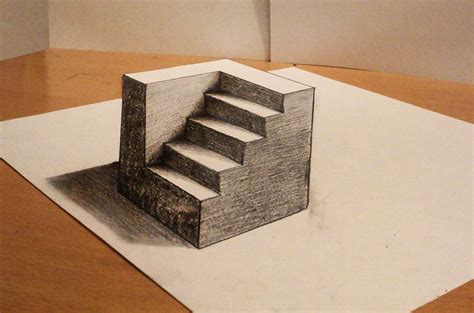 How To Draw 3d Cube With Stairs Anamorphic Drawing Optical