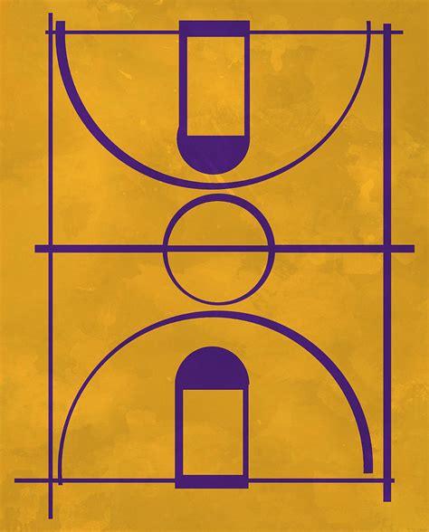 Los Angeles Lakers Pop Creation Basketball Court Art Mixed Media By Joe