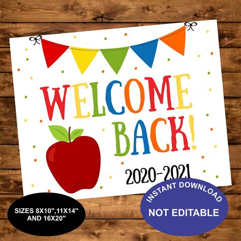 Welcome Back Printable Sign Back To School Banner Instant Etsy