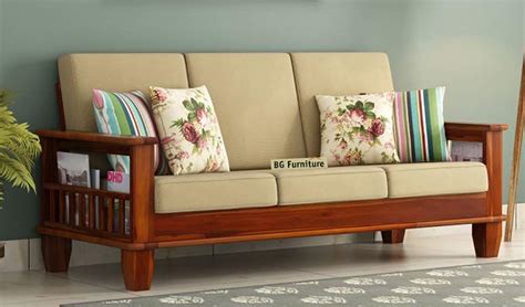 Bg Furniture Sheesham Wood 3 Seater Sofa Set Wooden Furniture For Home