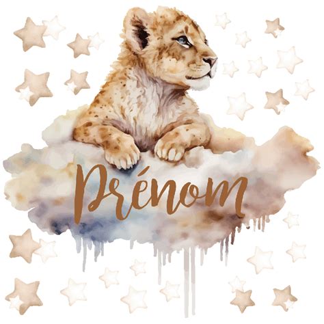 Sticker Pr Nom Personnalis B B Roi Lion