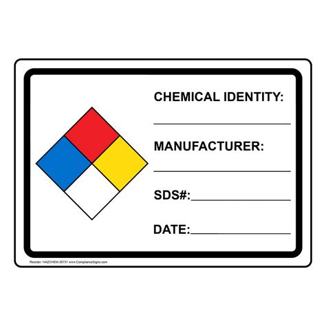 NFPA 704 Sign Or Label Chemical Identity Manufacturer Made In USA