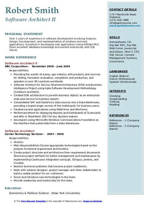 Software Architect Resume Samples Qwikresume