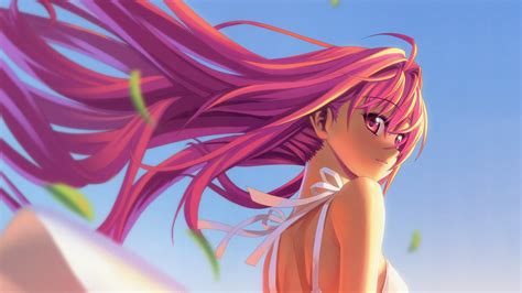 Wallpaper Pink Long Hair Anime Girl Look Back 2880x1800 Hd Picture Image