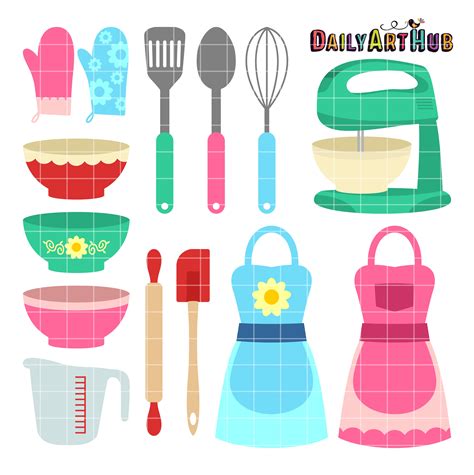 Mounted on a wall near your prep area or inside a cabinet, all labels are easy to see and grab. Cute Kitchen Wares Clip Art Set - Daily Art Hub - Free ...
