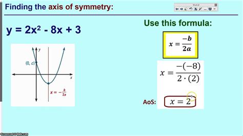 The maximum or minimum point of the parabola. 10.2A Graph Parabolas by Axis of Symmetry - YouTube