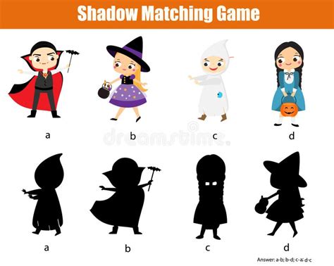 Shadow Matching Game Kids Activity With Halloween Kids Fun Page For