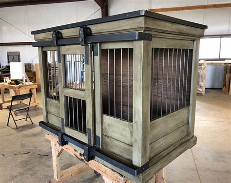 Farmhouse Style Indoor Custom Dog Kennel Double Large Etsy Wooden