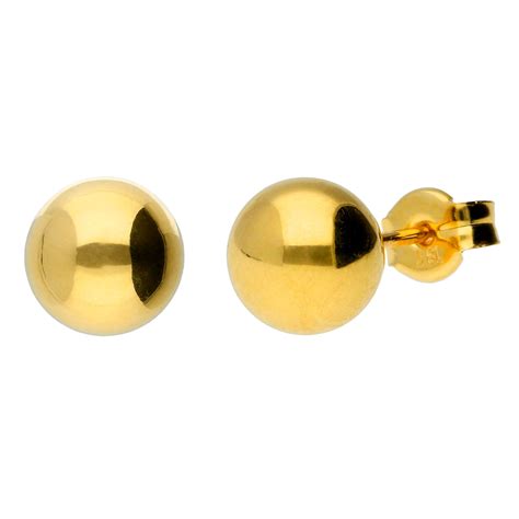 Ct Yellow Gold Mm Ball Stud Earrings Buy Online Free Insured Uk
