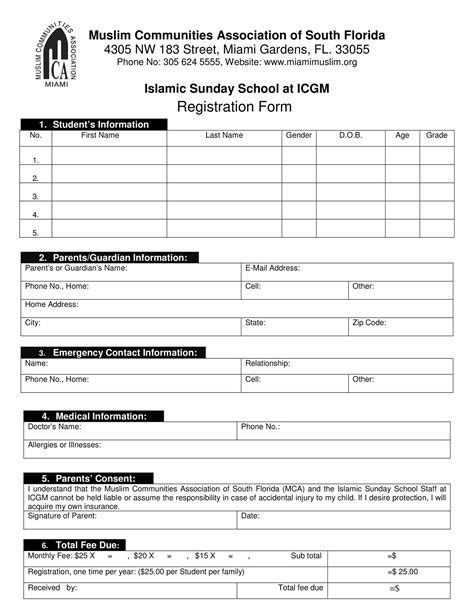 Sunday School Registration Form Template Word Fill Ou