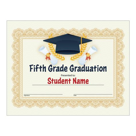 Custom Fifth Grade Graduation Certificate