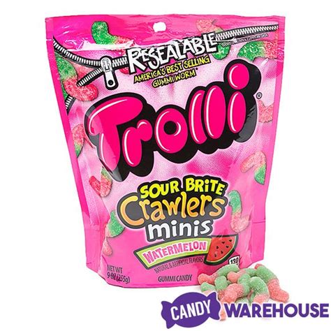Trolli Sour Brite Crawlers Gummy Worms Watermelon 9 Ounce Bag Sour Candy American Snacks