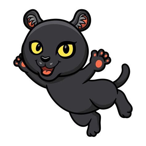 Cute Little Black Panther Cartoon Jumping 24232141 Vector Art At Vecteezy