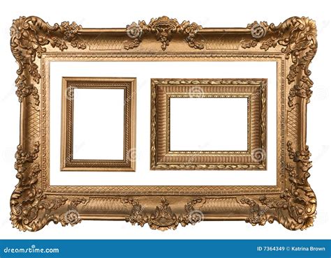 3 Decorative Gold Empty Wall Picture Frames Royalty Free Stock Images