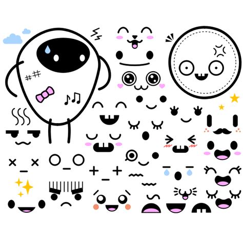 Japanese Style Cute Faces Selection Free Svg