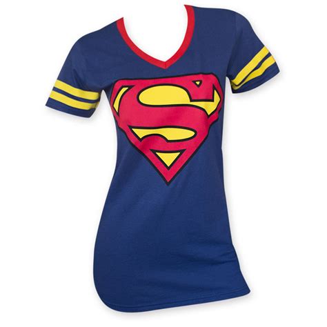 Superman Womens Logo Blue V Neck T Shirt