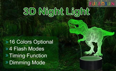 Dinosaur Lamp Fullosun 3d Illusion Night Light Kids Toy 16 Colors