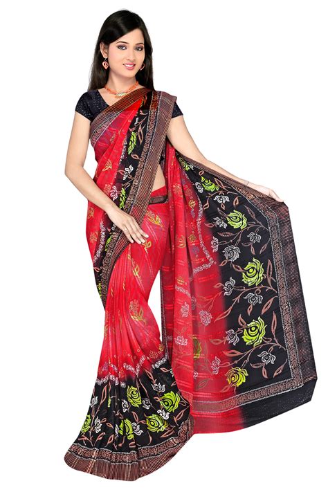 Buy | Chiffon Printed Saree With Free Ladies Comb (Dn/02)| Online Sarees at Lowest Price In India