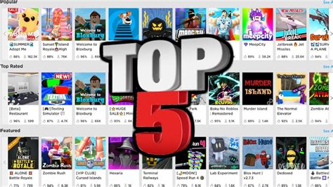 Top 5 Best Roblox Games Top Roblox Games 2019 2020 Youtube
