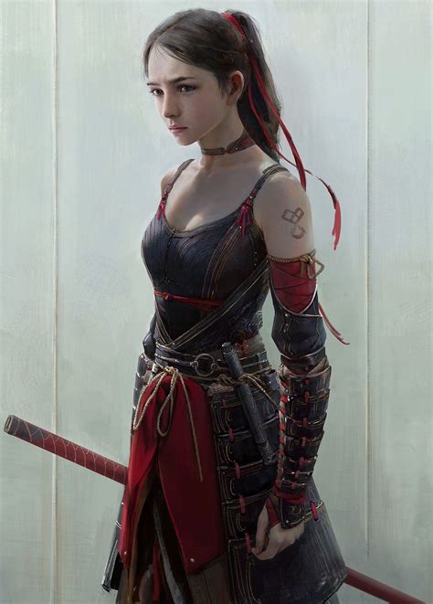 Rpg Female Character Portraits Photo Young Female Samurai