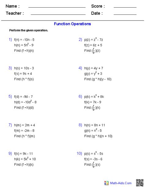 Key Features Of Functions Worksheet Algebra 2