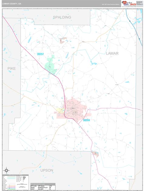 Lamar County Ga Wall Map Premium Style By Marketmaps Mapsales