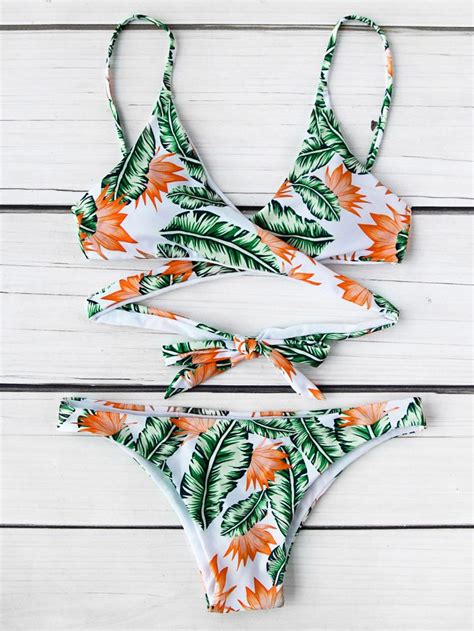 Jungle Print Wrap Bikini Set ROMWE In 2020 With Images Wrap