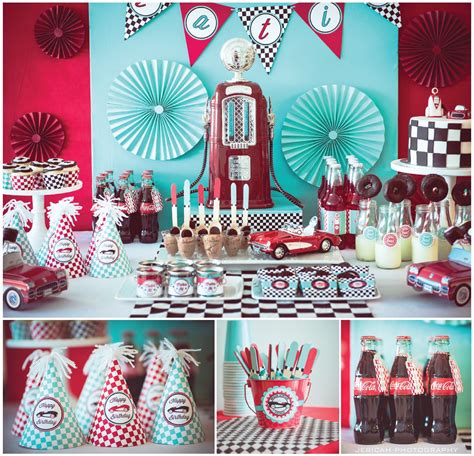 vintage car theme fill er up gas station party prettypaperparties phot