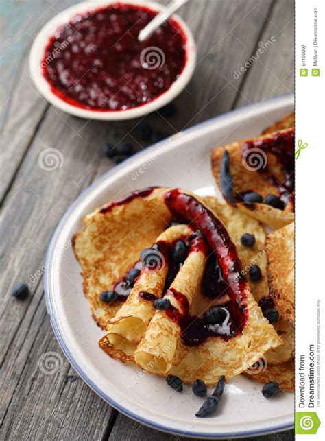 Pancakes With Jam Stock Image Image Of Homemade Culinary 94199097