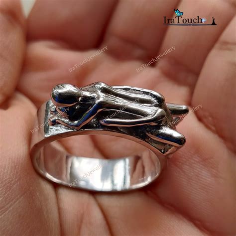 925 Sterling Silver Kamasutra Ring Erotic Band Silver For Him Etsy