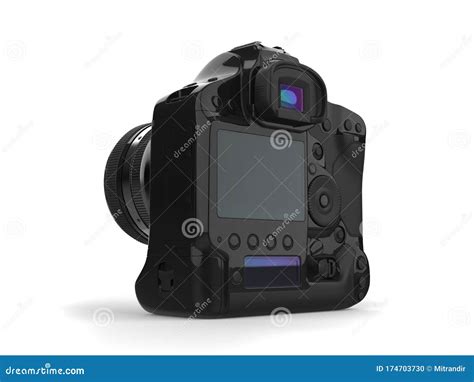 Modern Professional Black Photo Camera Back Display View Stock