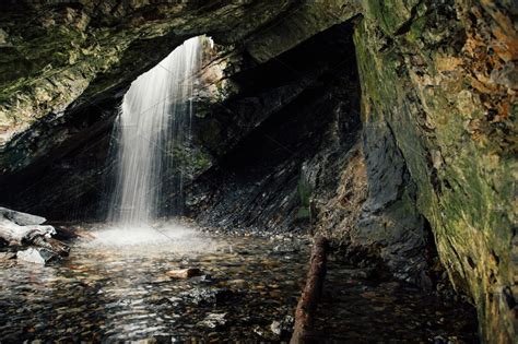 Cave Waterfall ~ Nature Photos ~ Creative Market