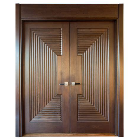 Transitional Style Walnut Solid Wood Front Main Double