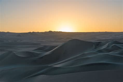 Sunset On The Dunes Of The Sechura Desert In Peru Just Outside Of