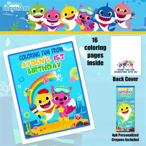 Print as many as your baby shark can handle, and come back often to get more. Baby Shark Coloring Book & Crayons - Birthday Party Personalized Favors | Crayon birthday ...
