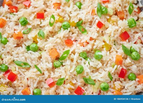 Veg Fried Rice Close Up Texture Veg Fried Rice Is Indo Chinese Cuisine