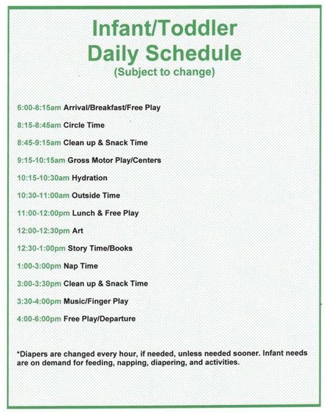 Daycare Schedule Template Free Start Your Free Trial To