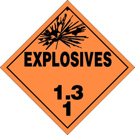 Class Explosives Placards And Labels According Cfr