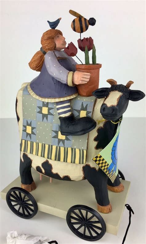 Williraye Studio Folk Art Cow With Quilt Figurine Spring Delivery