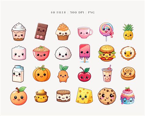 Kawaii Food Clipart Cute Food Clipart Kawaii PNG Bundle Kawaii Clipart