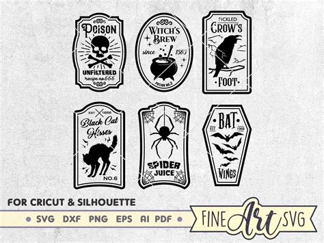6 Halloween Potion Labels Svg Bundle Witches Brew Svg Witch Etsy