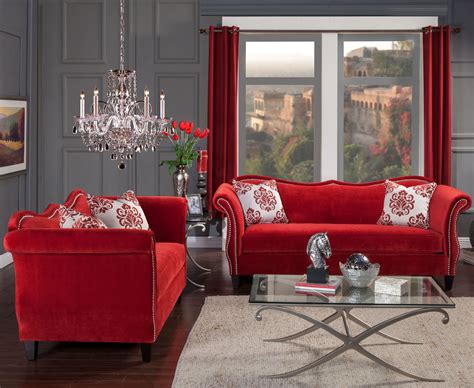 Її шепіт серед ночі підриває з ліжка. Zaffiro Rubi Red Fabric Living Room | Las Vegas Furniture ...