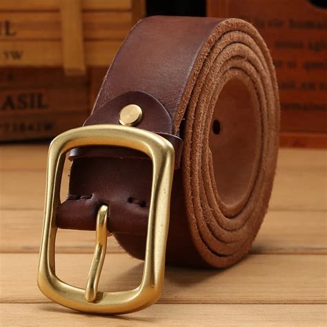 Solid Brass Buckle Full Grain Genuine Leather Belts Jewelry Addicts