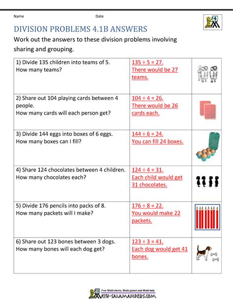 4th Grade Multiplication And Division Word Problems Grade 3 Division