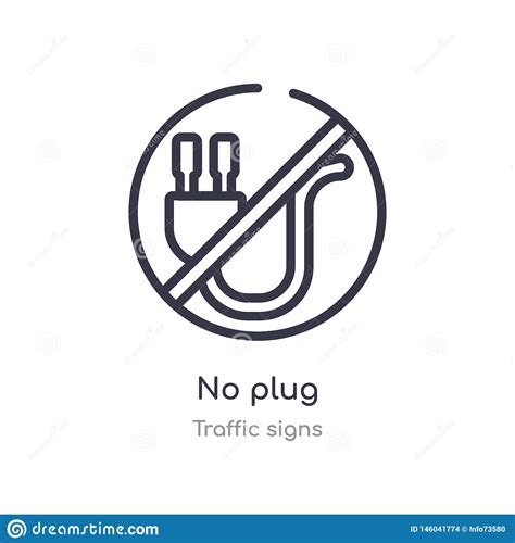 No Plug Outline Icon Isolated Line Vector Illustration From Traffic