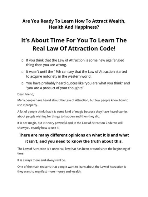 Its About Time For You To Learn The Real Law Of Attraction Code Pdf